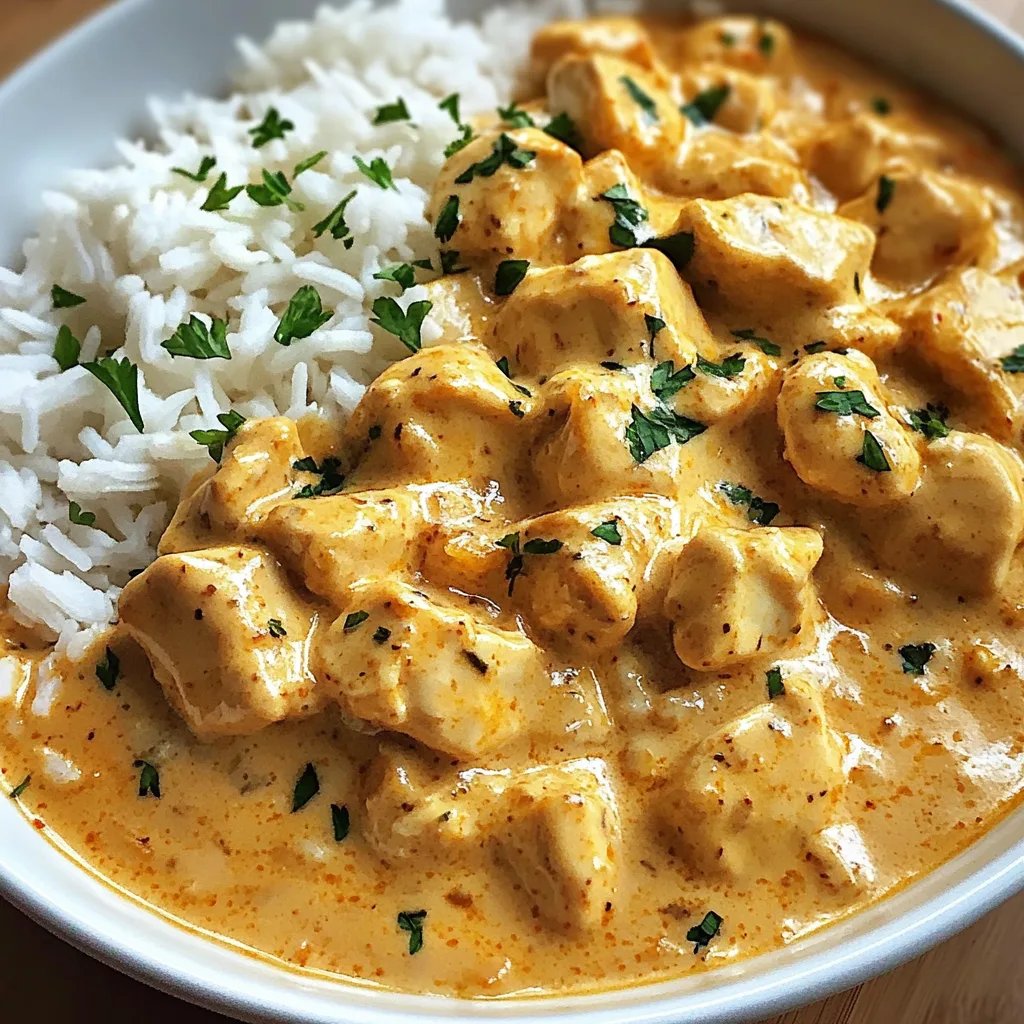 Cremiges Hähnchen mit Reis