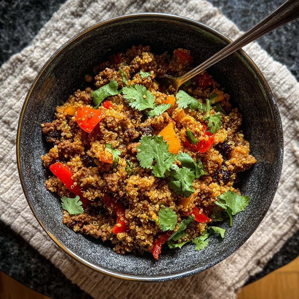 Hackfleisch Quinoa Bowl