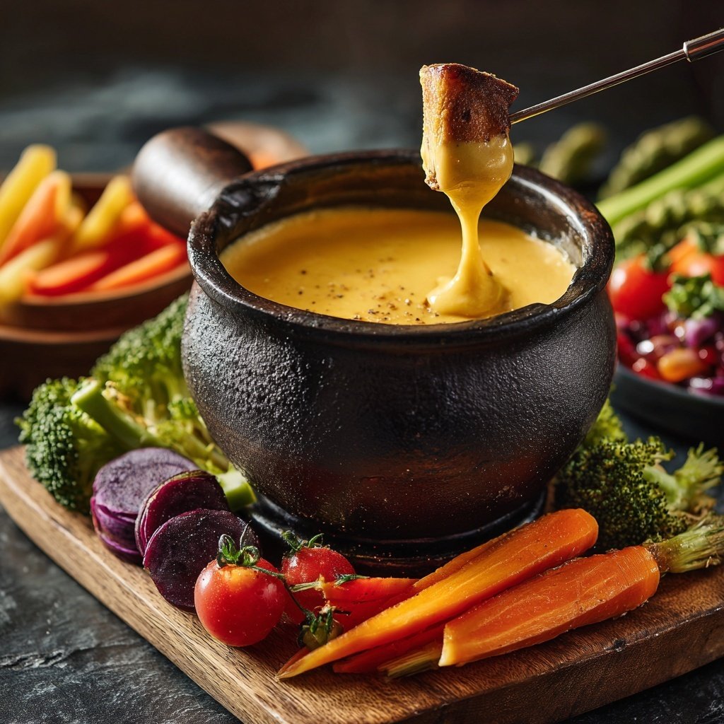 Klassische Gemüse Fondue Tafel