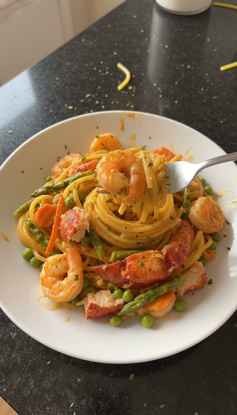 Garnelen und Hummer Pasta Primavera​