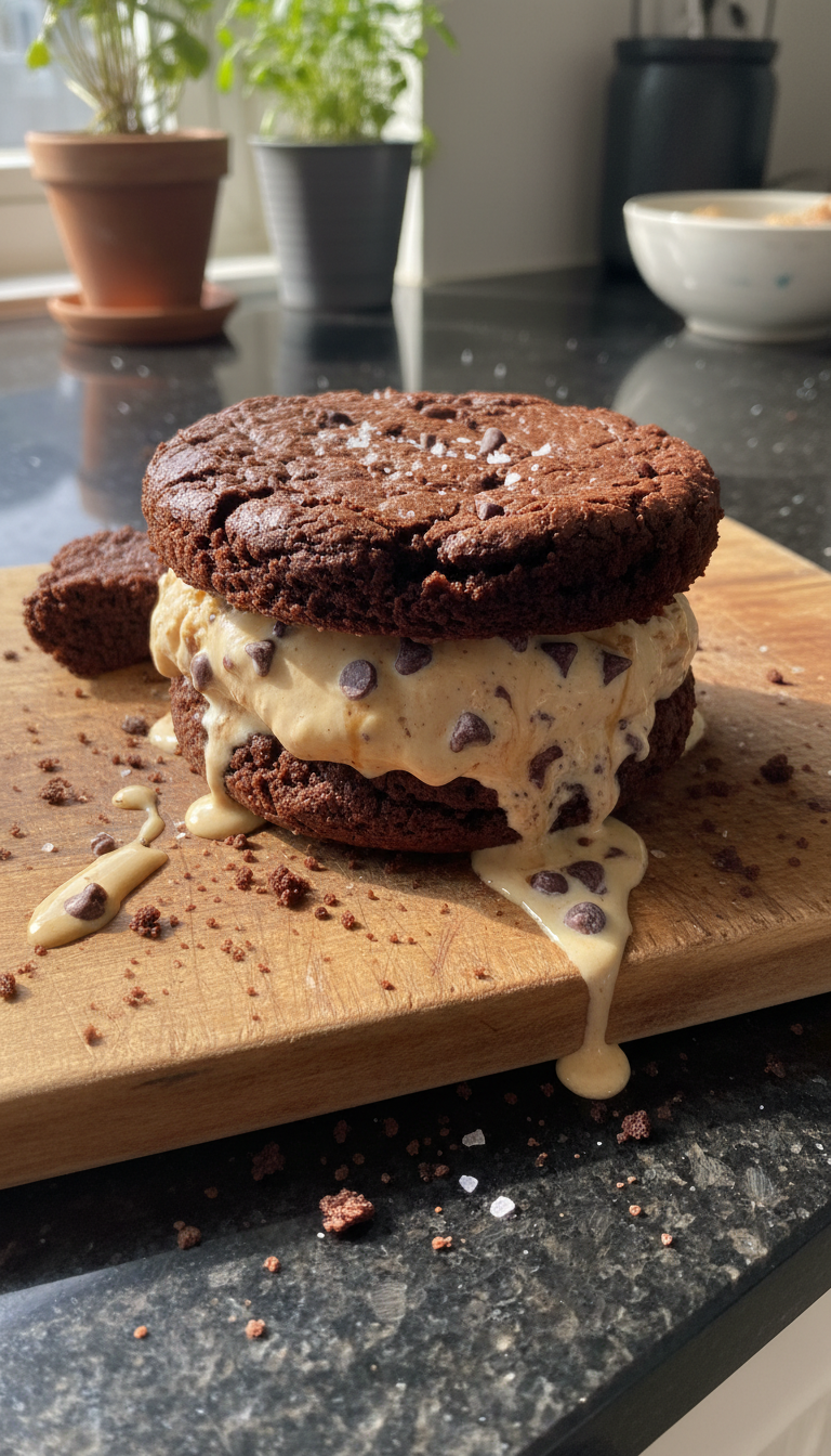 Sauerteig Brownie Eis Sandwich​