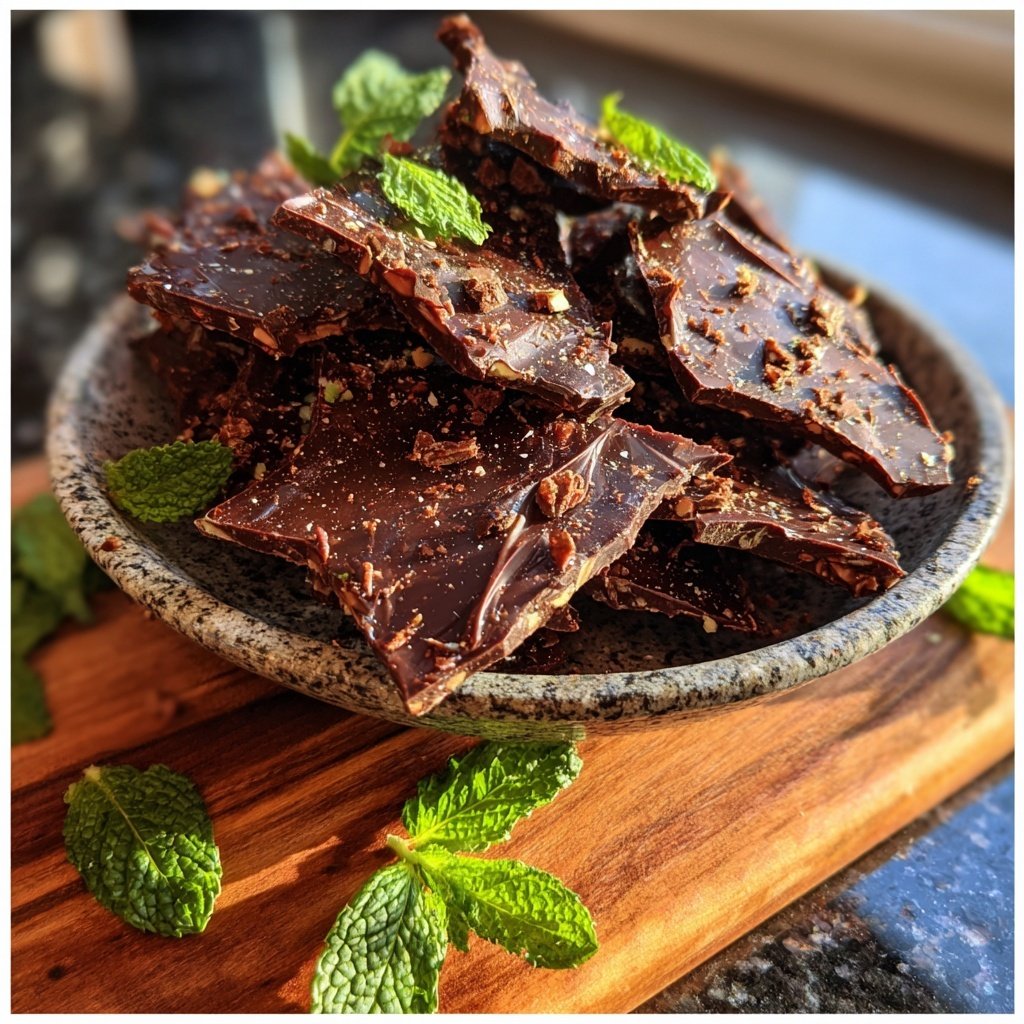 dunkle Schokoladen Pfefferminz Bark Brittle