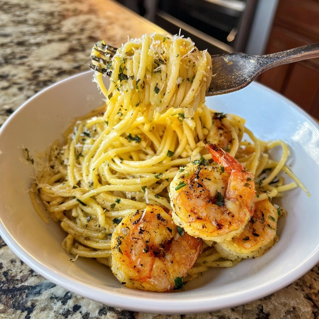 Knoblauchbutter Garnelen Mit Pasta