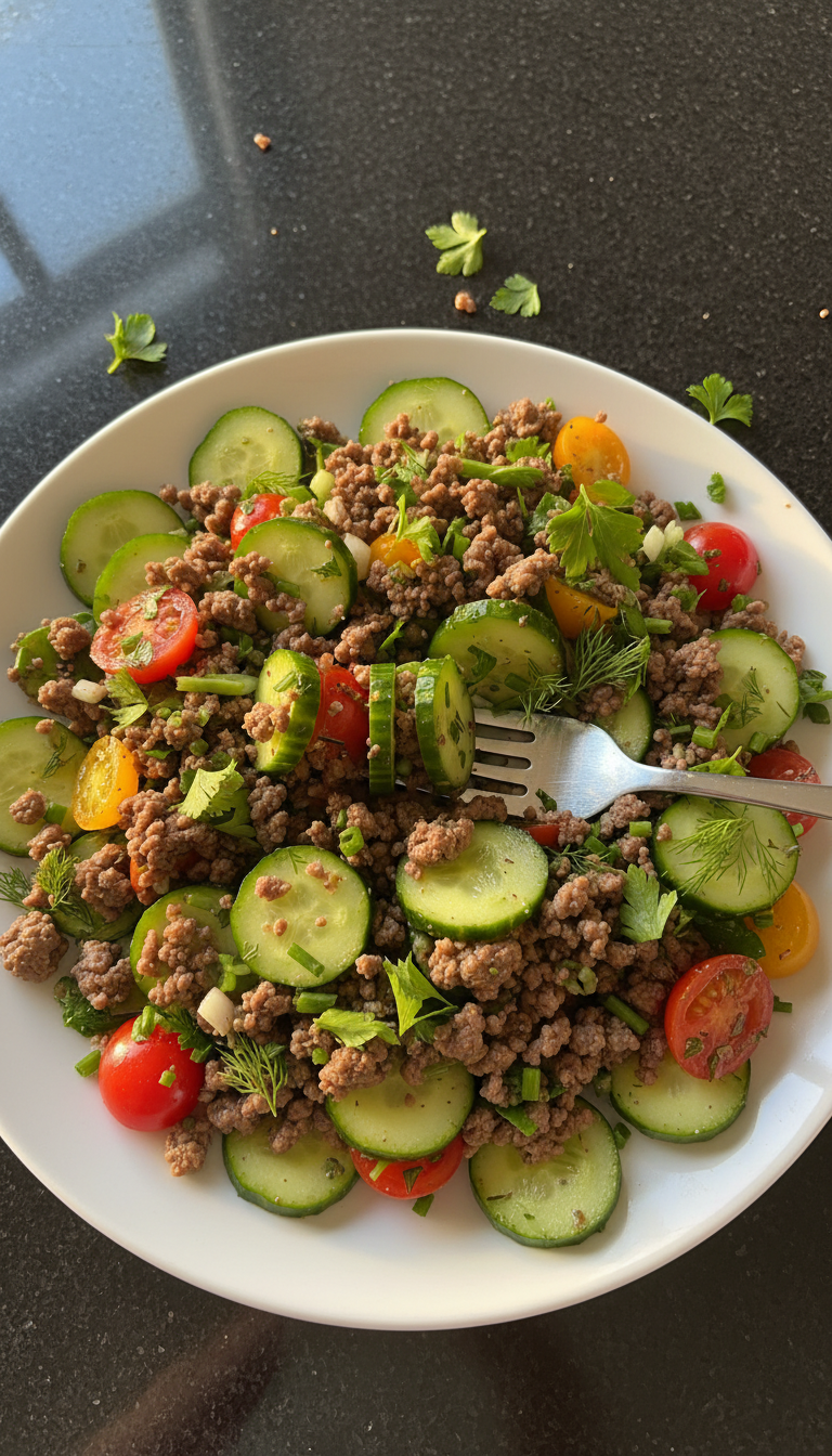 Sommersalat mit Hackfleisch