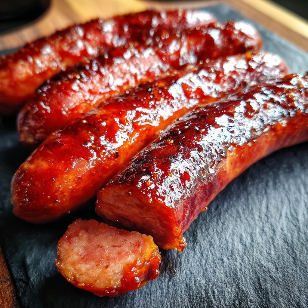 Aprikosen Kielbasa Scheiben Glaze