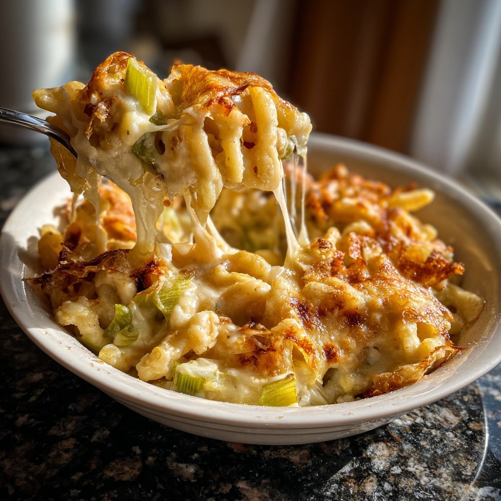 Käsespätzle mit Lauch und Zwiebelbutter