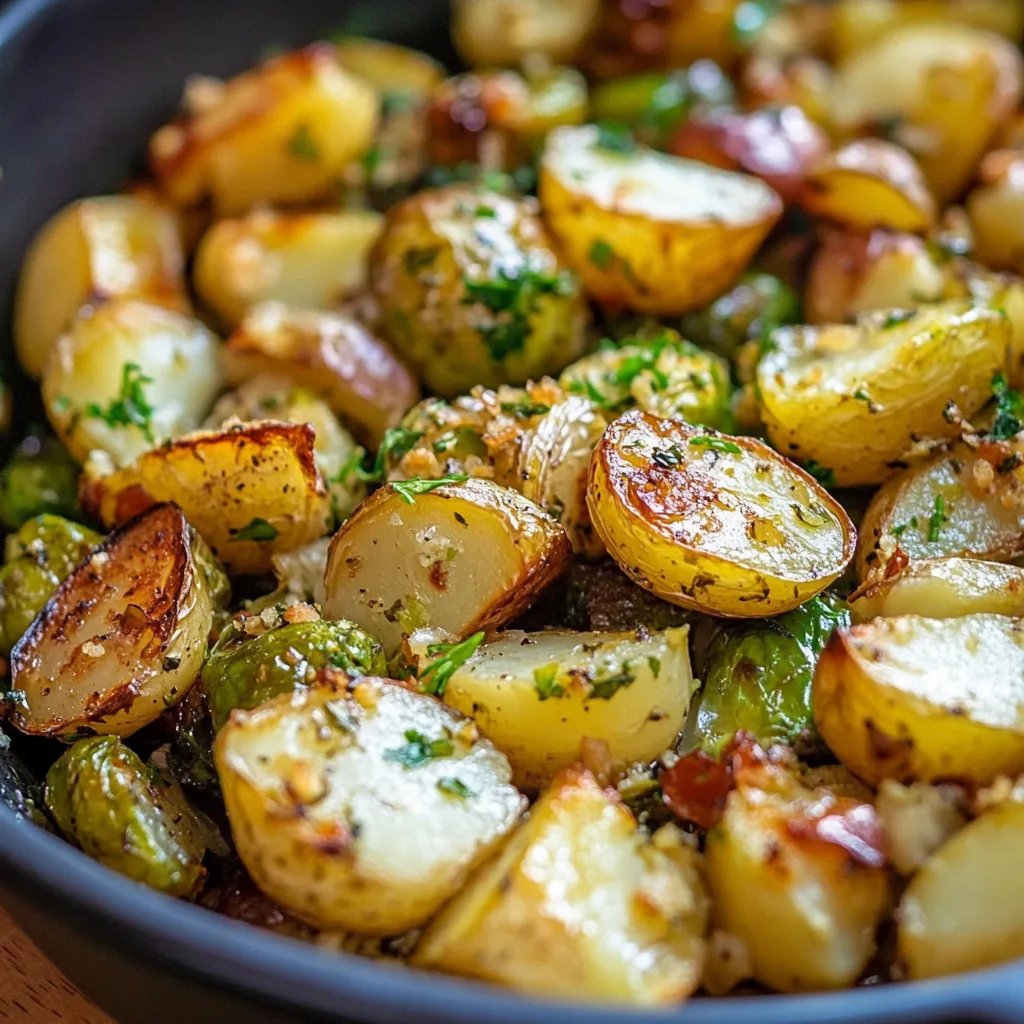 Knoblauch-Rosenkohl-Kartoffeln