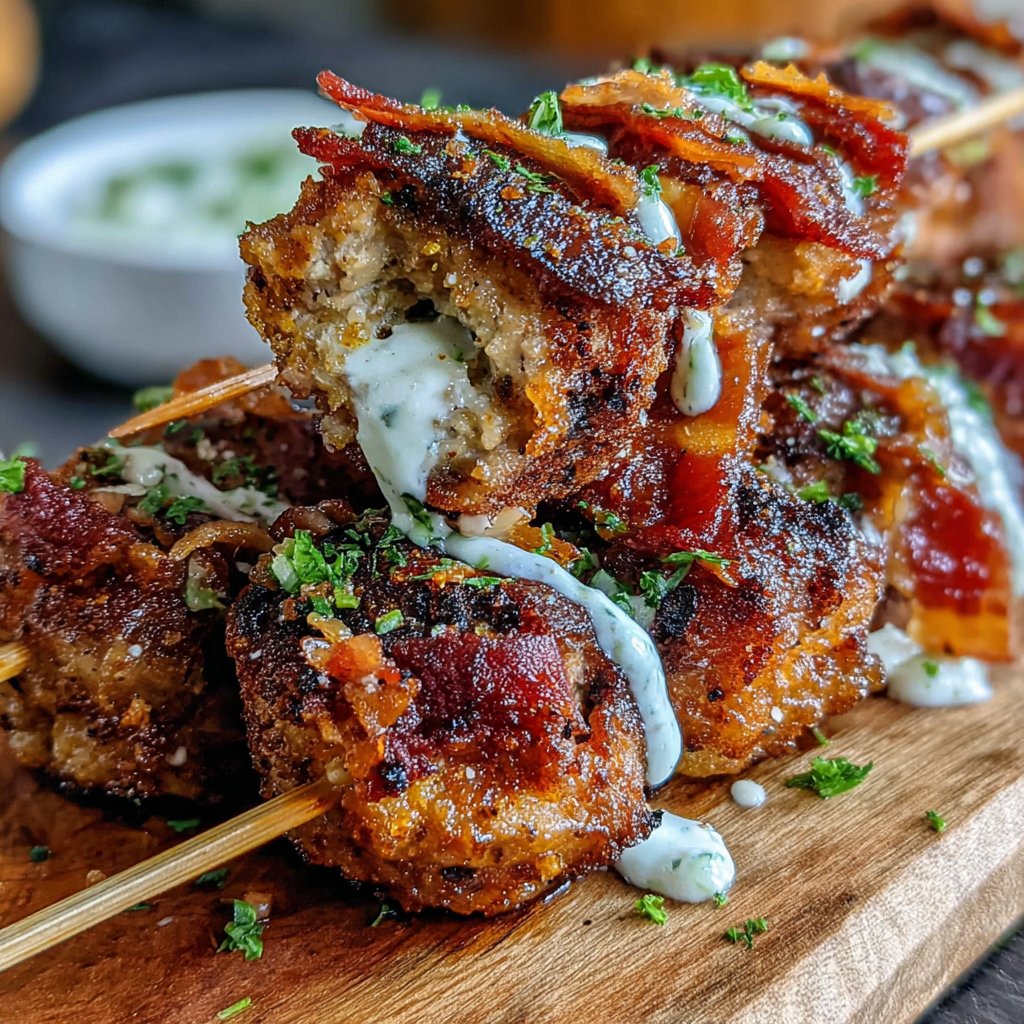 Pikante Putenbällchen auf Spießen