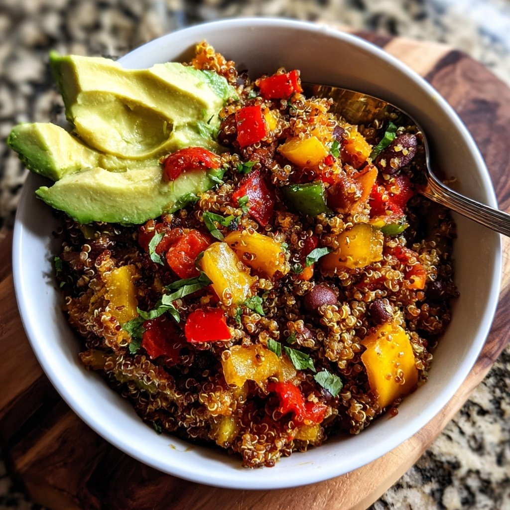 Pikante Bohnen Quinoa Bowl zum Mittagessen