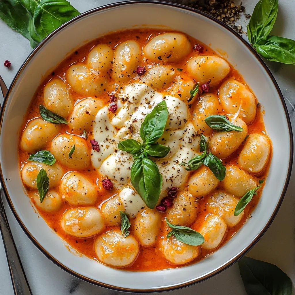 Gnocchi Pfanne mit Tomate, Mozzarella und Basilikum