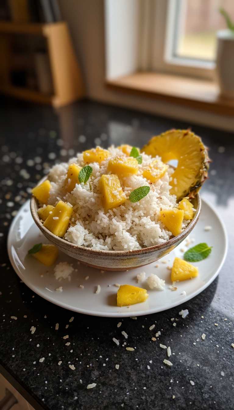 Tropische Ananas Reis Bowl