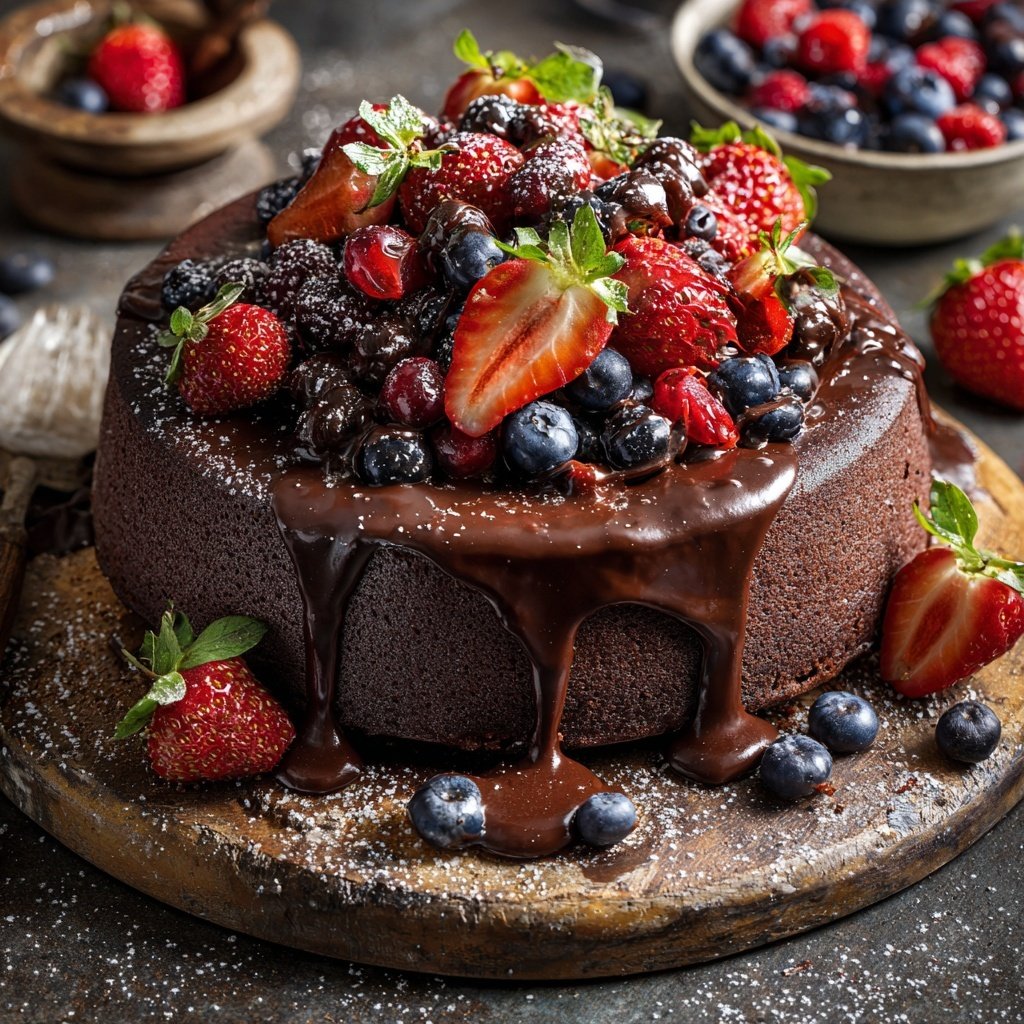 Schokoladenpudding mit Beeren