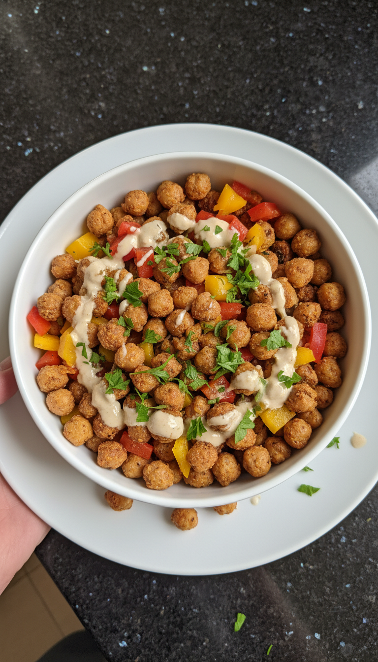 Mediterrane Geröstete Kichererbsen Bowl