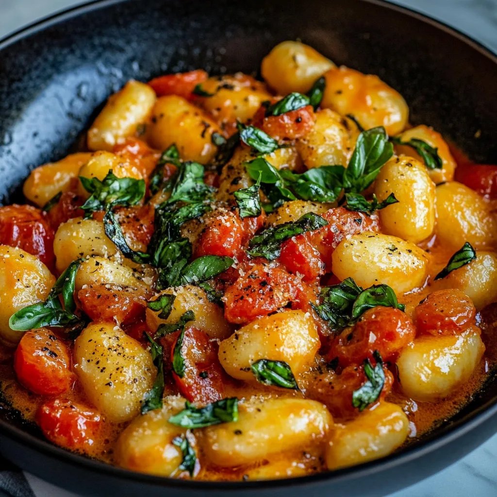 Cremige Gnocchi mit gerösteten Tomaten