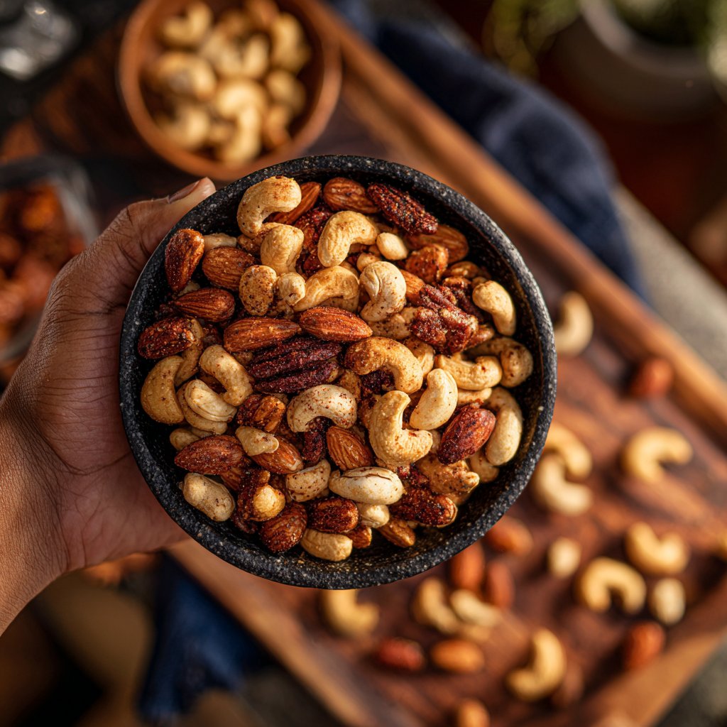 Gemischte Nüsse mit Gewürzen