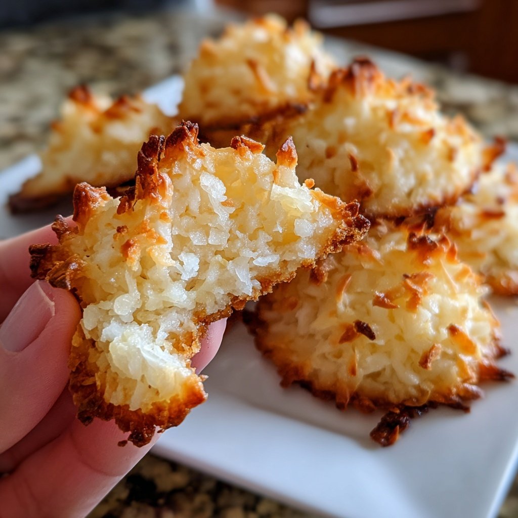 Kokosmakronen mit knusprigen Spitzen vom Blech​