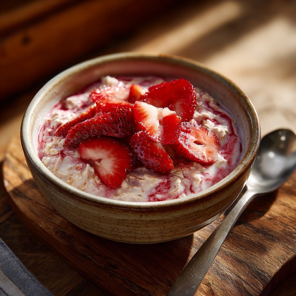 Overnight Oats mit Erdbeer-Swirl
