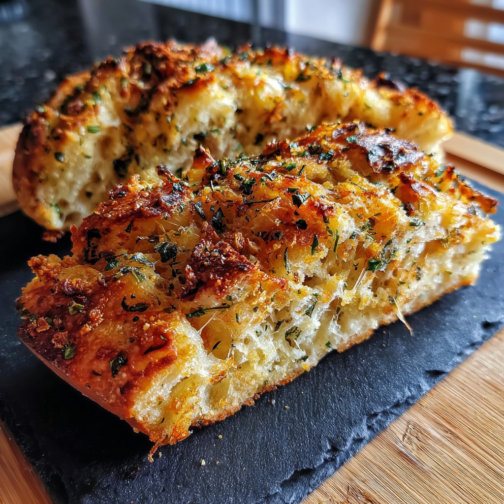 Knoblauch Brot mit Kräuter Kruste