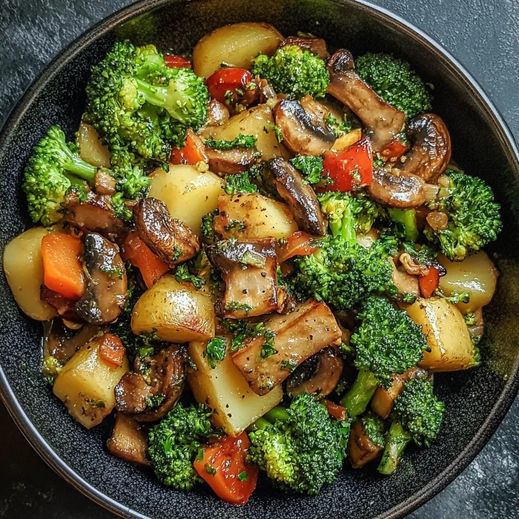 Brokkoli-Kartoffel-Pfanne mit Pilzen